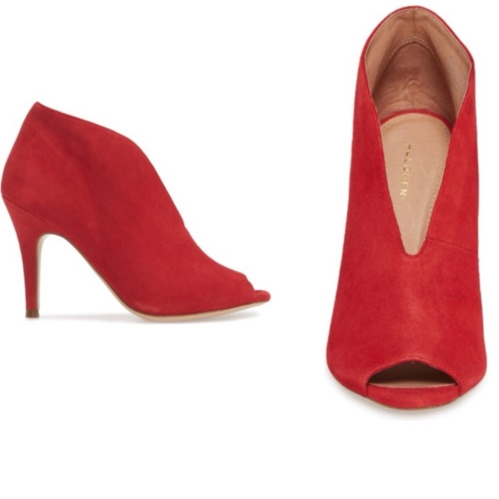 NWT Halogen Katrina Womens Suede Open Toe Ankle Bootie